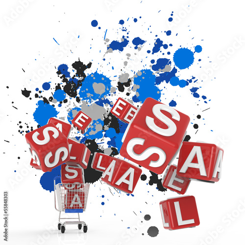 Illustration: online shopping 3d on splash colors background online shopping 3d on splash colors background