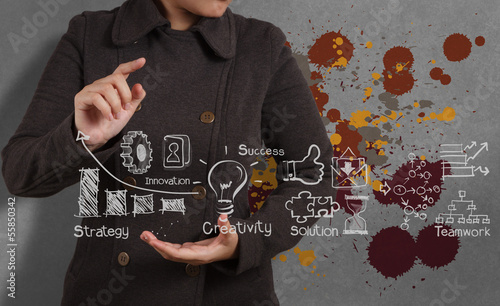 Illustration: businessman hand working with the art of business strategy businessman hand working with the art of business strategy