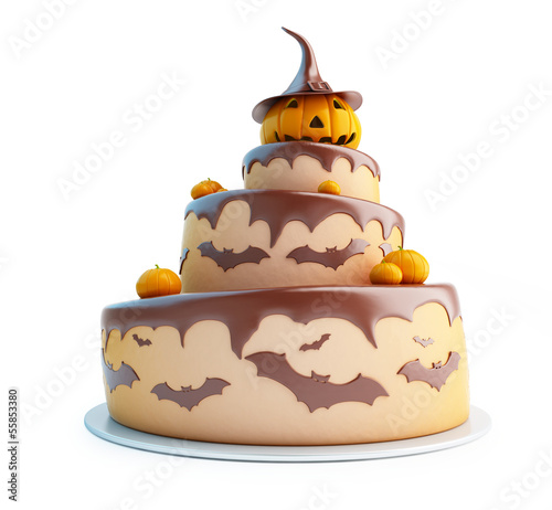 Illustration: halloween cake 3d Illustrations on a white background halloween cake 3d Illustrations on a white background
