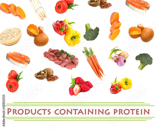 Photo: Collage of products containing protein Collage of products containing protein