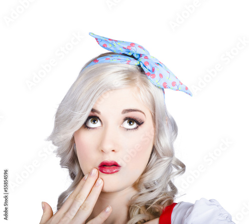 Photo: Retro style portrait of a blond girl with a bow Retro style portrait of a blond girl with a bow