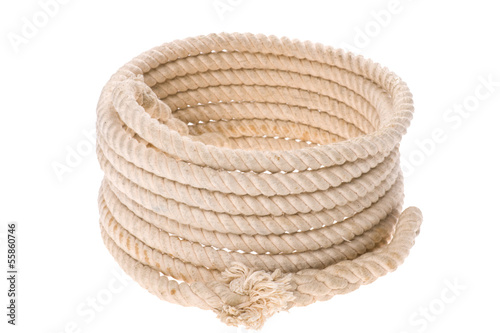 Photo: isolated Twisted thick rope isolated Twisted thick rope