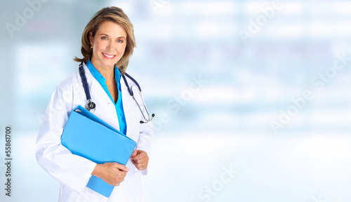 Photo: Smiling medical doctor woman. Smiling medical doctor woman.