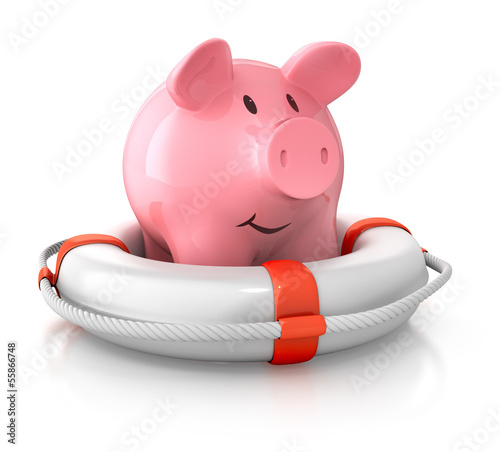 Illustration: Sparschwein mit Rettungsring Sparschwein mit Rettungsring