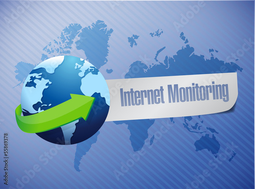 Photo: internet monitor concept and globe. internet monitor concept and globe.