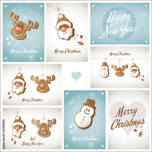 Vector: karte weihnachten schneemann rentier weihnachtsmann – vektor karte weihnachten schneemann rentier weihnachtsmann – vektor