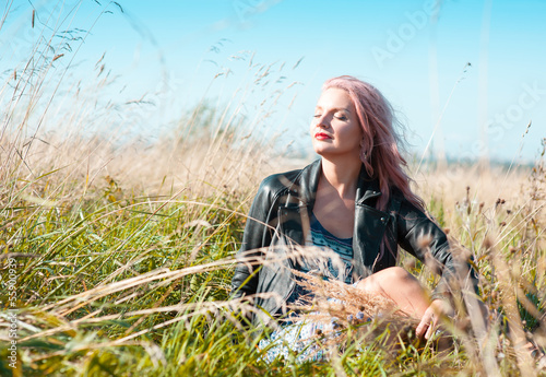 Photo: Beautiful woman outdoor enjoy Beautiful woman outdoor enjoy
