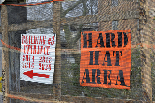 Photo: danger sign - hard hat area danger sign - hard hat area