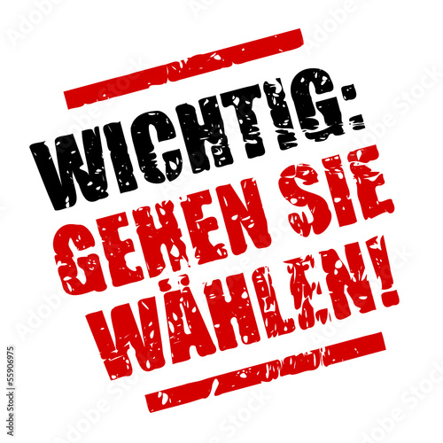 Vector: stempel eckig wichtig: gehen sie waehlen! I stempel eckig wichtig: gehen sie waehlen! I