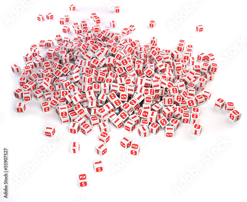 Illustration: Bits cubes - Digital data isolated Bits cubes - Digital data isolated