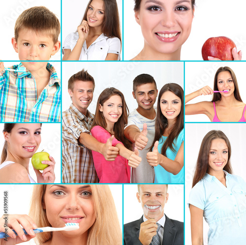 Photo: Collage of photographs on the theme of healthy teeth Collage of photographs on the theme of healthy teeth