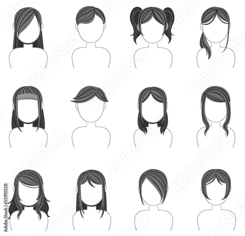 Vector: Silhouette hairstyle icon collection set 2 Silhouette hairstyle icon collection set 2