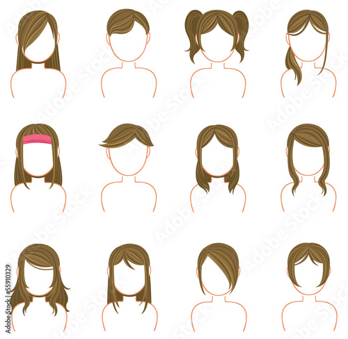 Vector: Gold hairstyle icon collection set 2 Gold hairstyle icon collection set 2