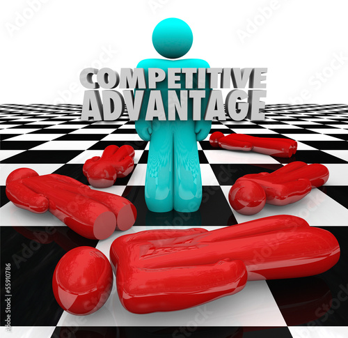 Illustration: Competitive Advantage People Winner Stands Alone Competitive Advantage People Winner Stands Alone