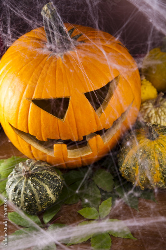 Photo: Spider web, Halloween pumpkin Jack Spider web, Halloween pumpkin Jack