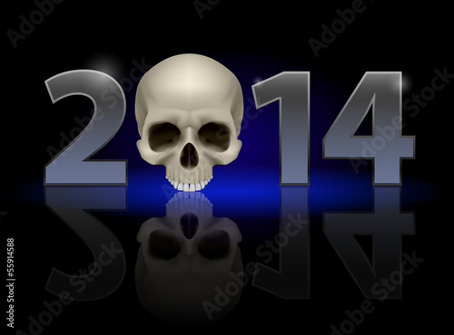 Vector: 2014 with skull 2014 with skull