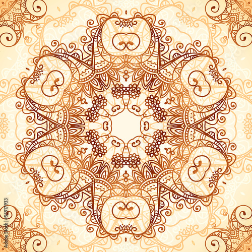 Vector: Ornate vintage circle pattern in mehndi style Ornate vintage circle pattern in mehndi style