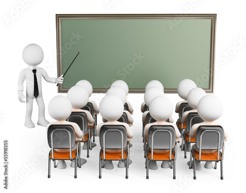 Illustration: 3D white people. Students in class 3D white people. Students in class