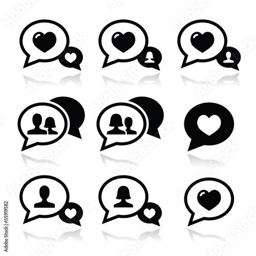 Vector: Love speech bubbles, couples vector icons set Love speech bubbles, couples vector icons set