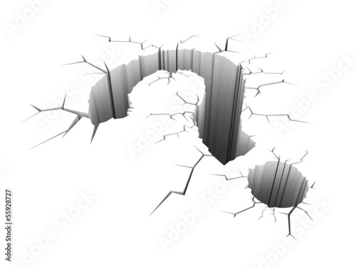 Photo: Cracked ground in the form of question Cracked ground in the form of question