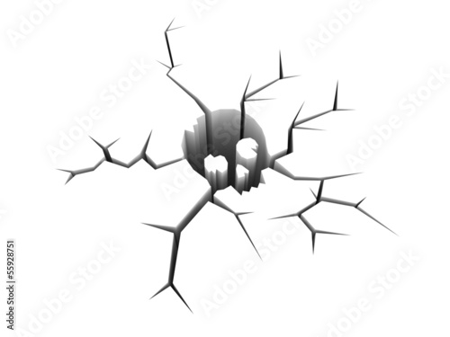 Photo: Cracked ground in the form of skull Cracked ground in the form of skull