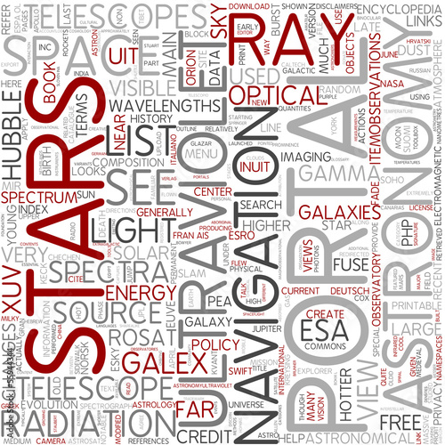 Vector: UV astronomy Word Cloud Concept UV astronomy Word Cloud Concept