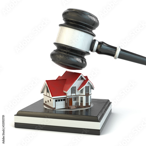 Illustration: Auction. Gavel, sound block and house. Auction. Gavel, sound block and house.
