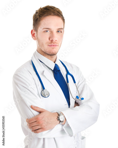 Photo: Young doctor isolated on white Young doctor isolated on white