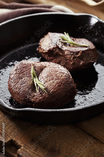 Photo: Beef steak in pan Beef steak in pan