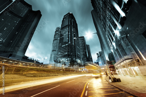 Photo: traffic in Hong Kong at sunset time traffic in Hong Kong at sunset time