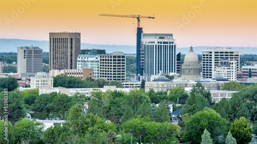 Photo: City of Boise skyline with smoky orange sky City of Boise skyline with smoky orange sky