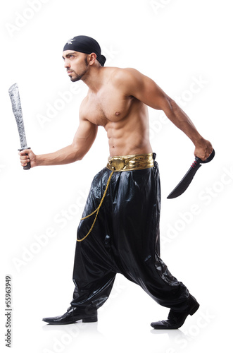 Photo: Man in pirate costume in halloween concept Man in pirate costume in halloween concept
