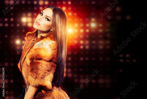 Photo: Beauty Fashion Model Girl in Fox Fur Coat Beauty Fashion Model Girl in Fox Fur Coat