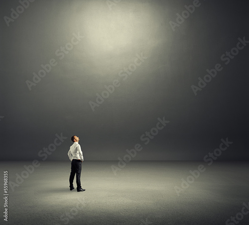 Photo: man looking at empty copyspace man looking at empty copyspace