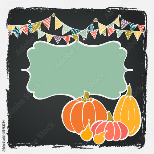 Vector: Hand drawn invitation or greeting thanksgiving card template. Hand drawn invitation or greeting thanksgiving card template.