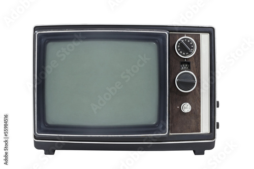 Photo: Small Vintage Portable Television Isolated Small Vintage Portable Television Isolated