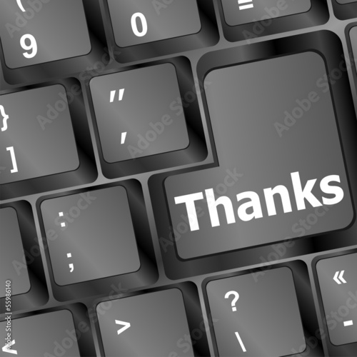 Illustration: a thanks message on enter key of keyboard a thanks message on enter key of keyboard