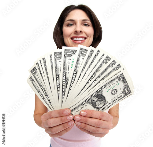Photo: Woman with money. Woman with money.