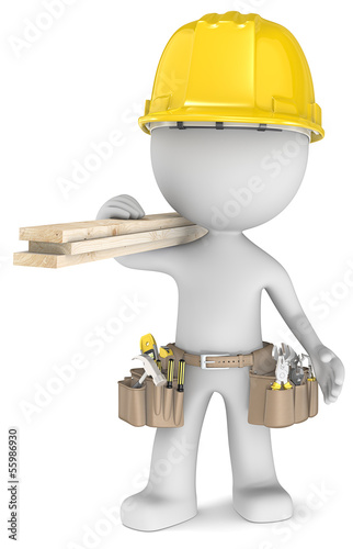 Illustration: Dude the Carpenter, carrying tools and wood planks. Dude the Carpenter, carrying tools and wood planks.