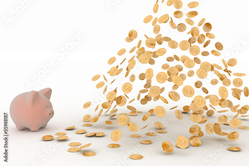 Illustration: Piggy Bank and Dollar, Finance concept. Piggy Bank and Dollar, Finance concept.
