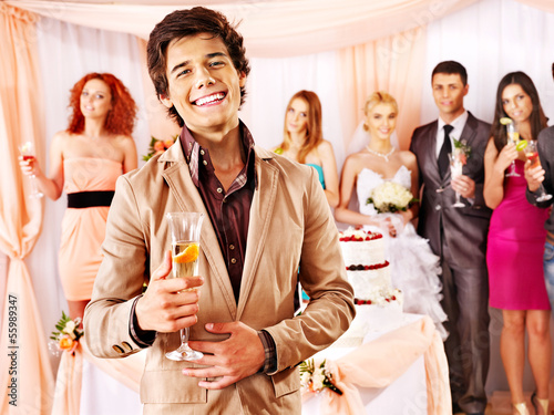 Photo: Group people at wedding table. Group people at wedding table.