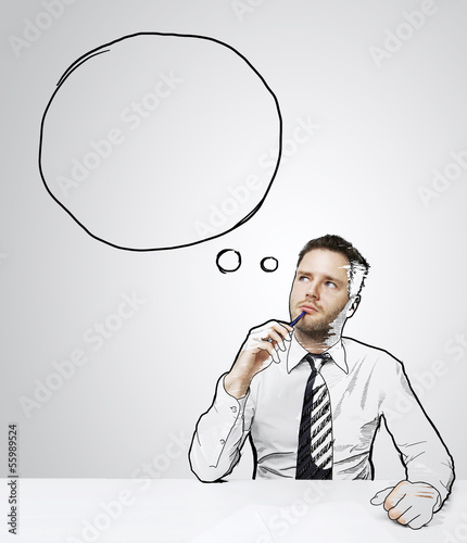 Photo: thinking drawing man thinking drawing man