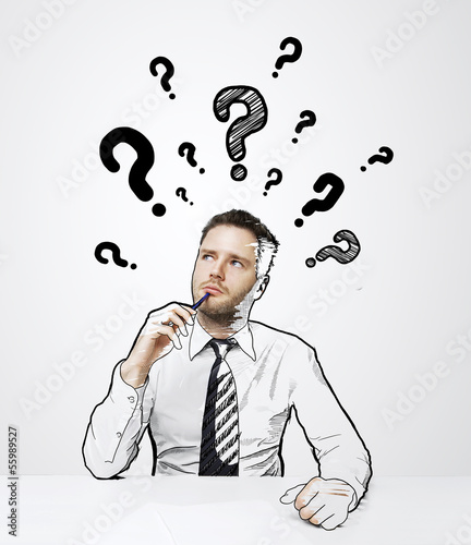 Photo: question mark over head question mark over head