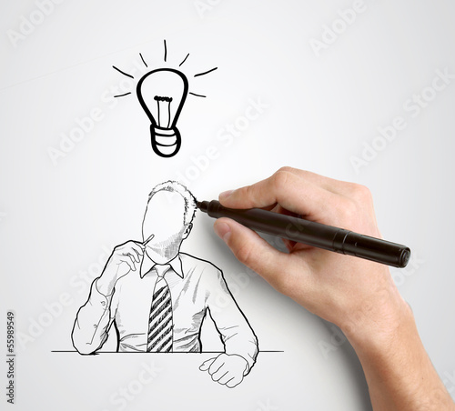 Photo: hand drawing businessman hand drawing businessman