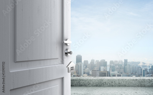 Photo: opened door in city opened door in city