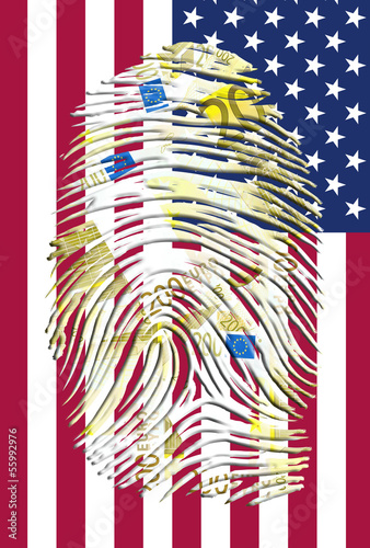 Illustration: Euro Fingerprint and American Banner Euro Fingerprint and American Banner