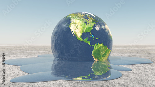 Illustration: Earth melting into water Earth melting into water