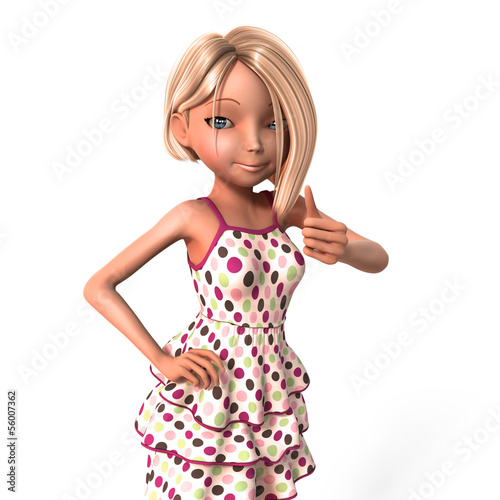 Illustration: 3D Mädchen mit Gefällt mir Geste 3D Mädchen mit Gefällt mir Geste