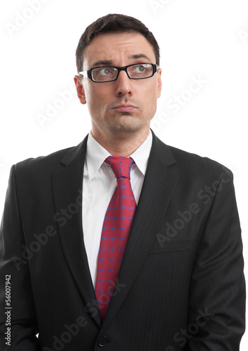 Photo: pensive businessman isolated pensive businessman isolated