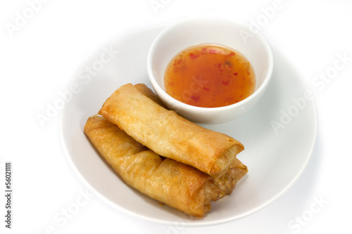 Photo: Spring rolls and dipping sauce Spring rolls and dipping sauce